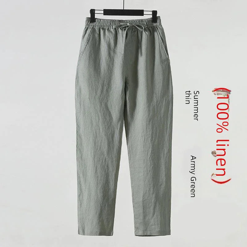 Linnenmix broek heren met split aan enkel – Modern accent