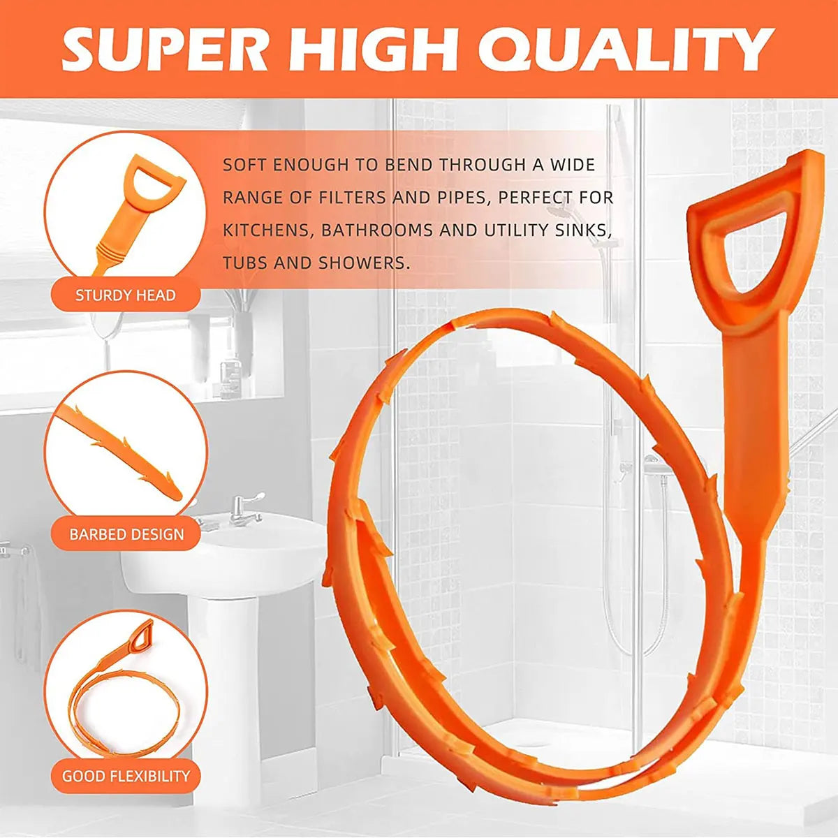 Flexibele ontstopper wc – Volgt de vorm van de afvoer