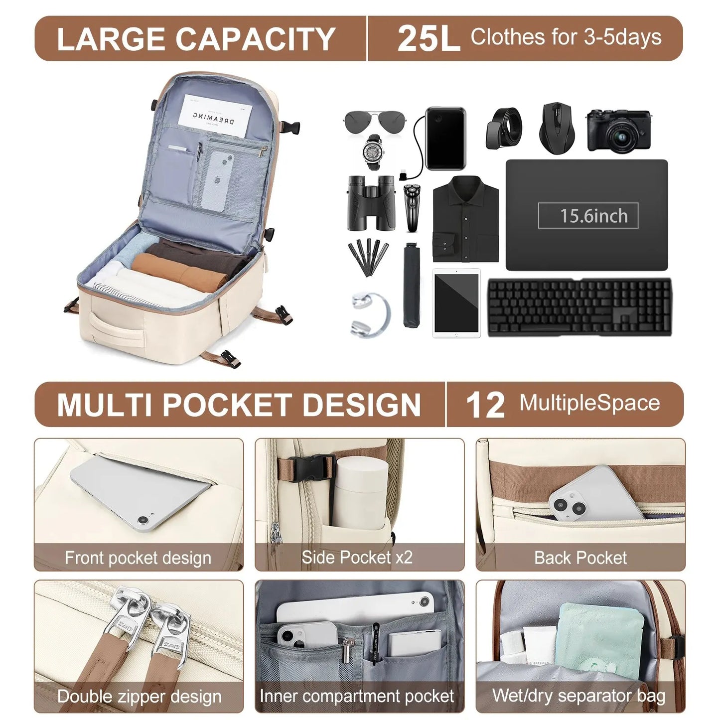 Handbagage rugzak met extra draaglus