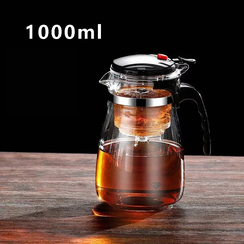Theeglas met siliconen infuser voor gemak