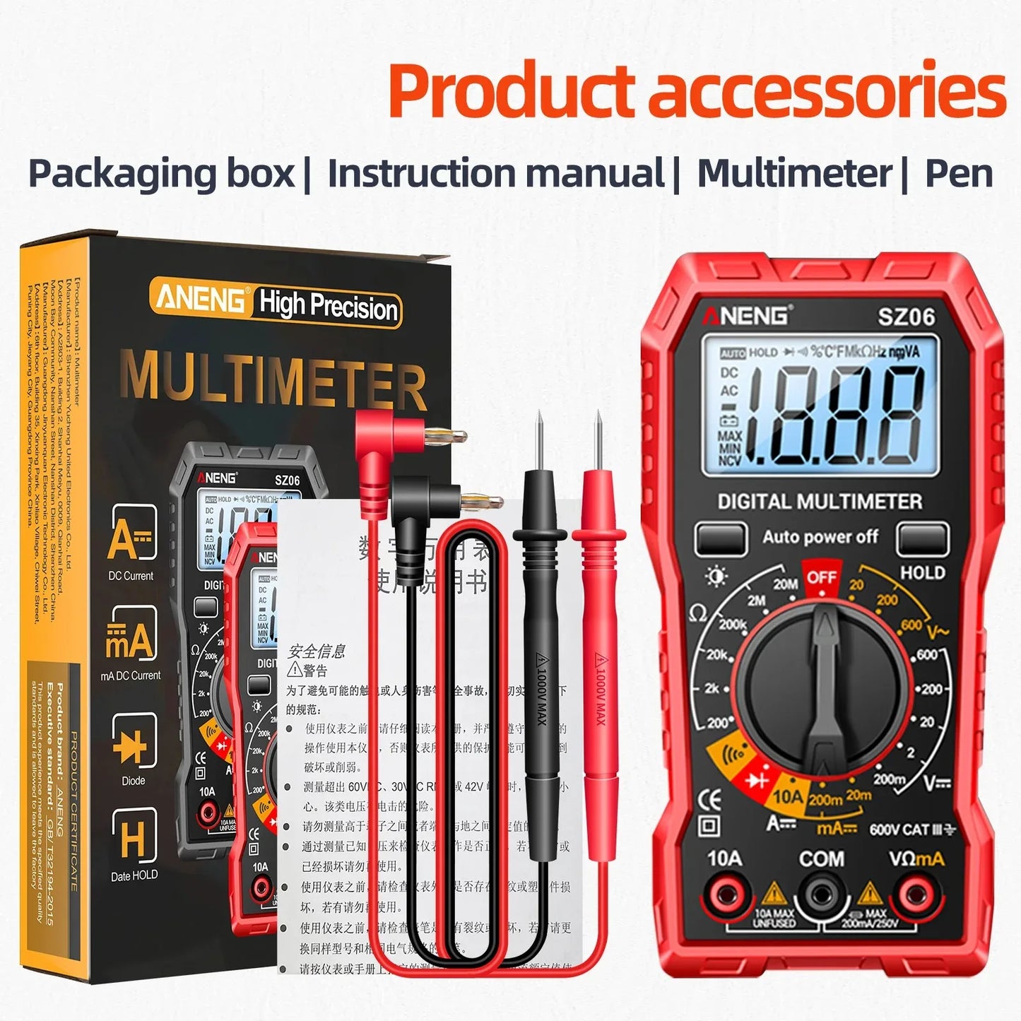 Multimeter voor meting van netspanning