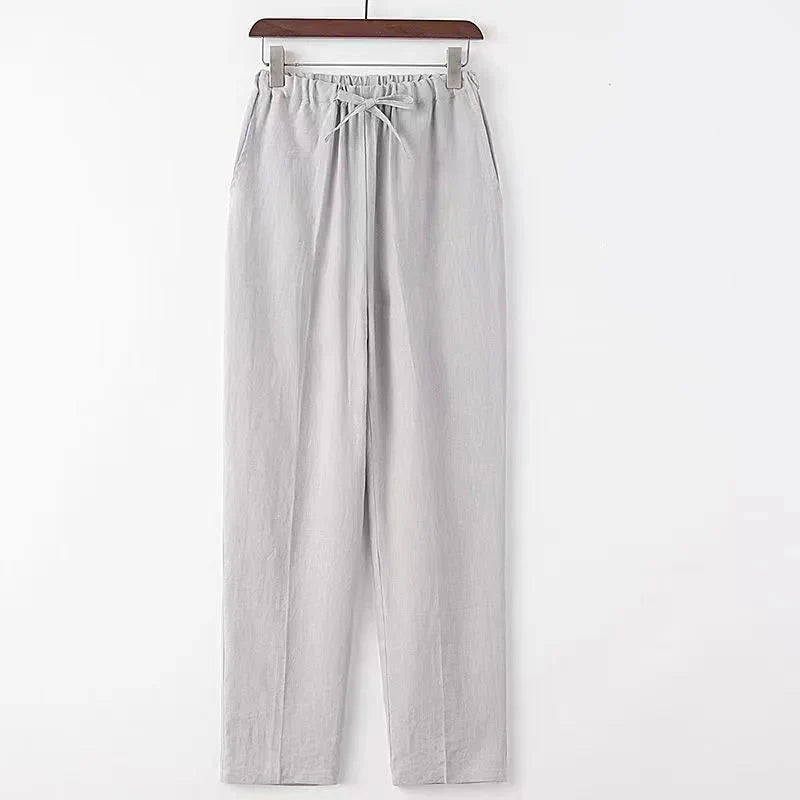 Linnen broek mannen met gerafelde zoom – Trendy afwerking