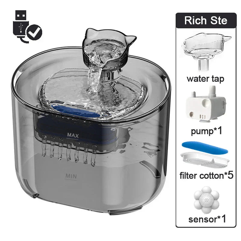 Waterfonteintje kat met USB-aansluiting – Energiezuinig