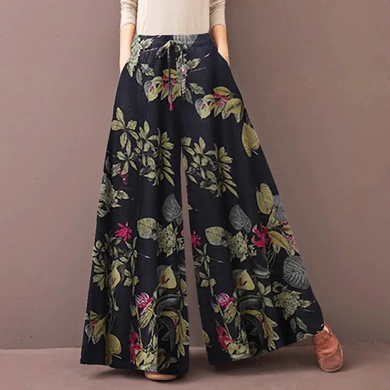 Linnen broeken dames met wijde pijpen – Relaxed fit