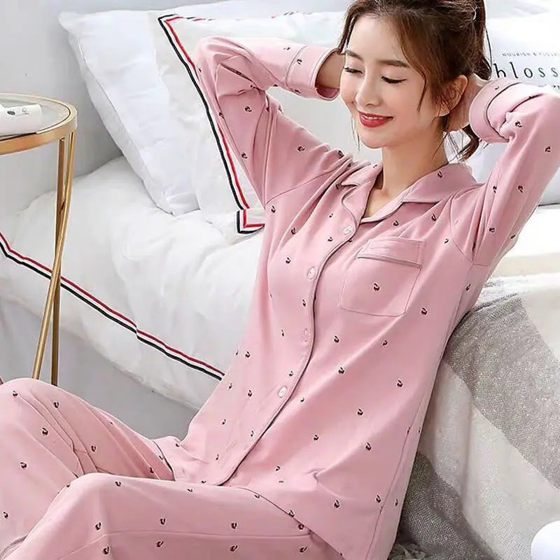Dames pyjama katoen met korte mouwen