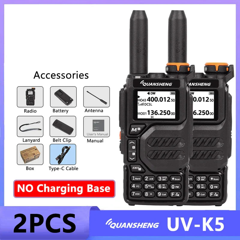 Walkie talkie met dubbele voedingsoptie