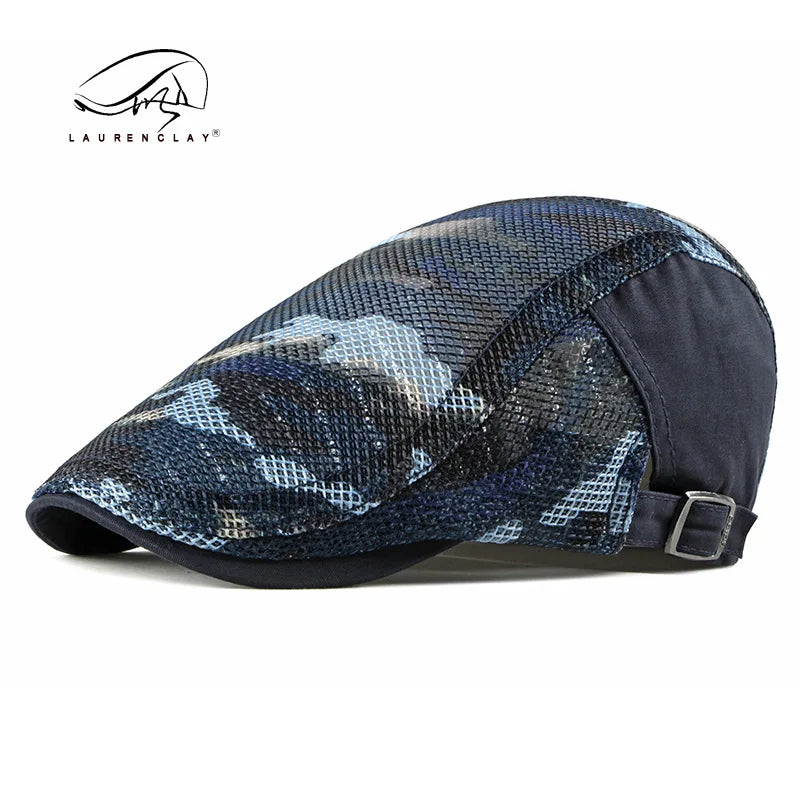 Jachthoed met patchworkdesign en leren details