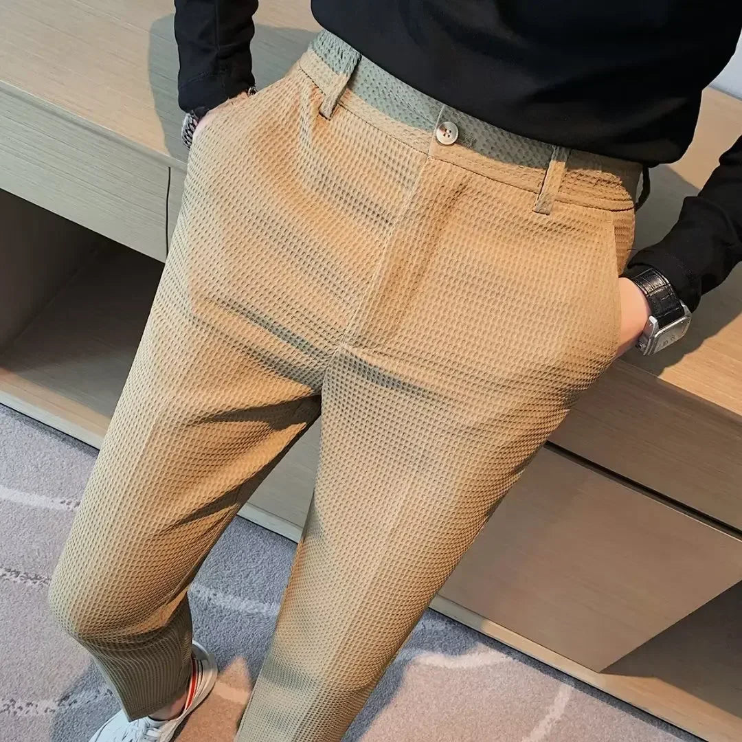 Linnen broek man met steek- en achterzakken – Volledig uitgerust