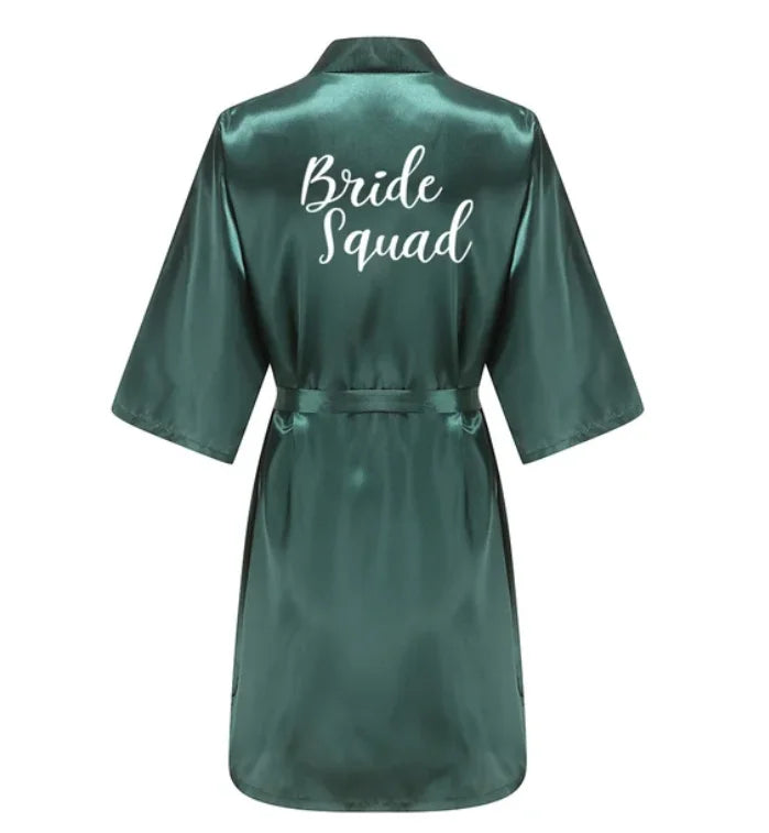 Ochtendjas dames zomer - Elegante zijde met gouden opdruk voor bruiloft