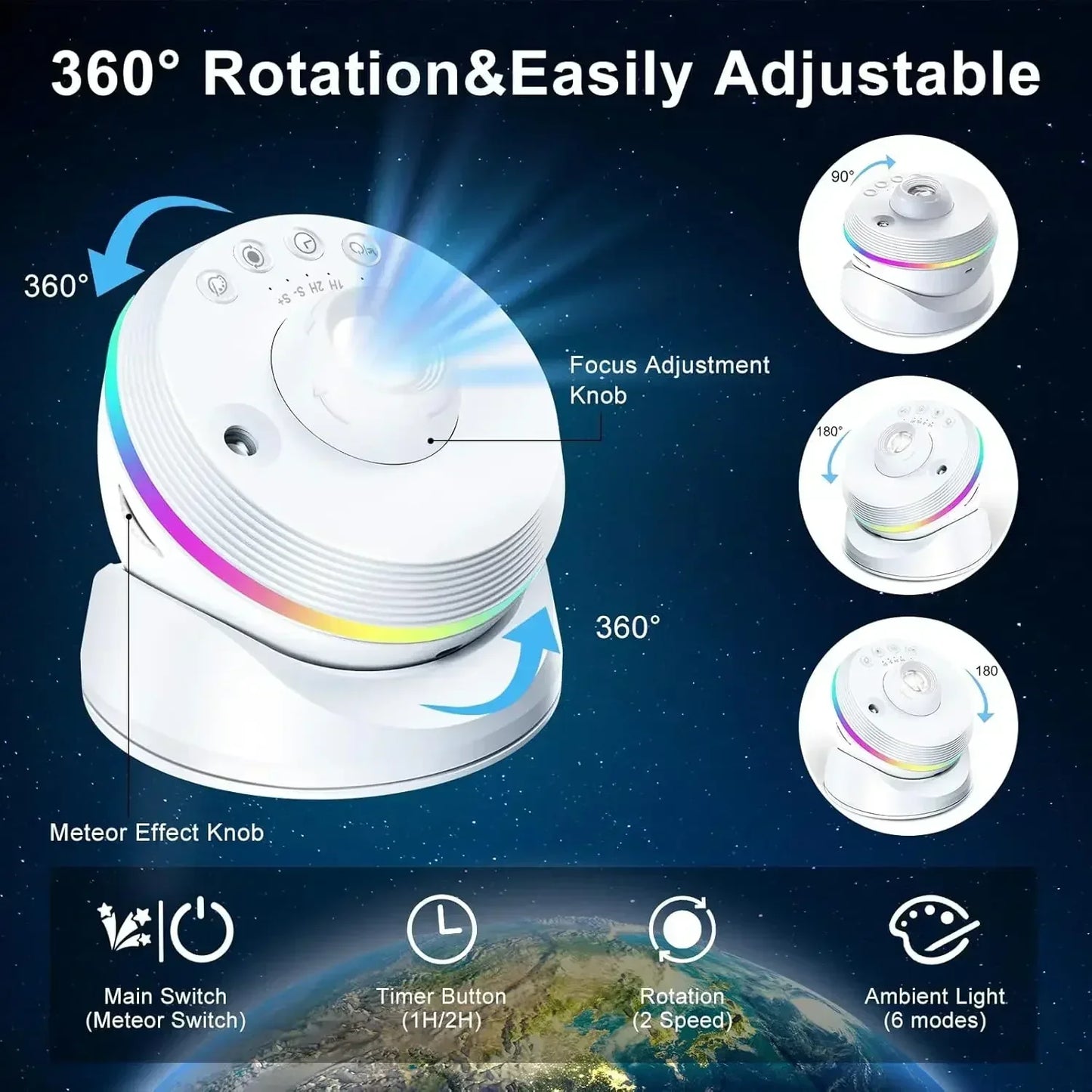 Minimalistische projector lamp met sterrenhemel