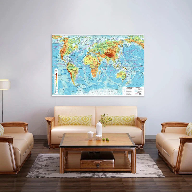 Wereldkaart met waterverfdesign – Creatief en uniek