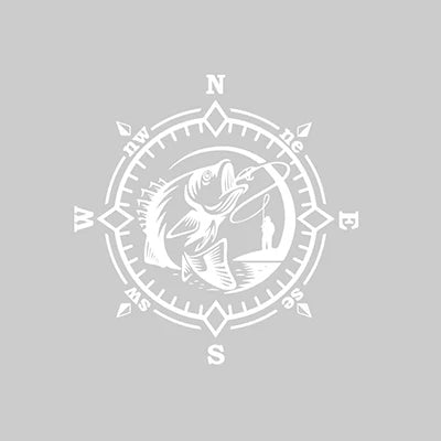 Auto stickers - Compass Design met Vissende Vis voor Avonturiers