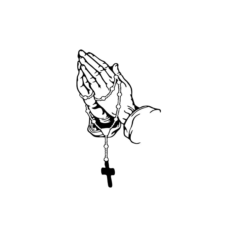 auto stickers - regenboog biddende handen met rozenkrans voor persoonlijke expressie