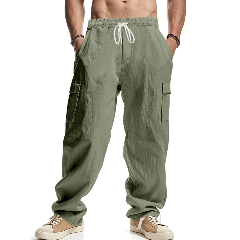 Linnen broek mannen met hoge taille – Trendy en klassiek