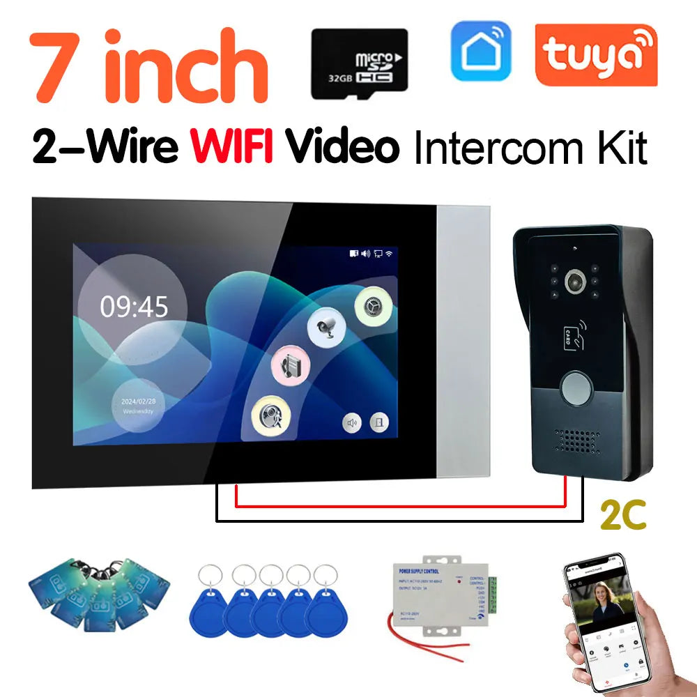 Draadloze deurbel met scherm en camera