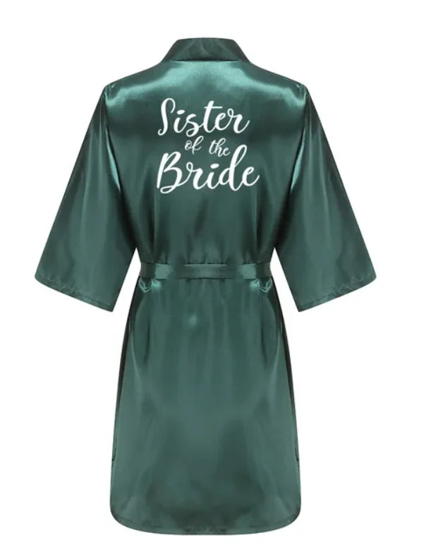 Ochtendjas dames zomer - Elegante zijde met gouden opdruk voor bruiloft