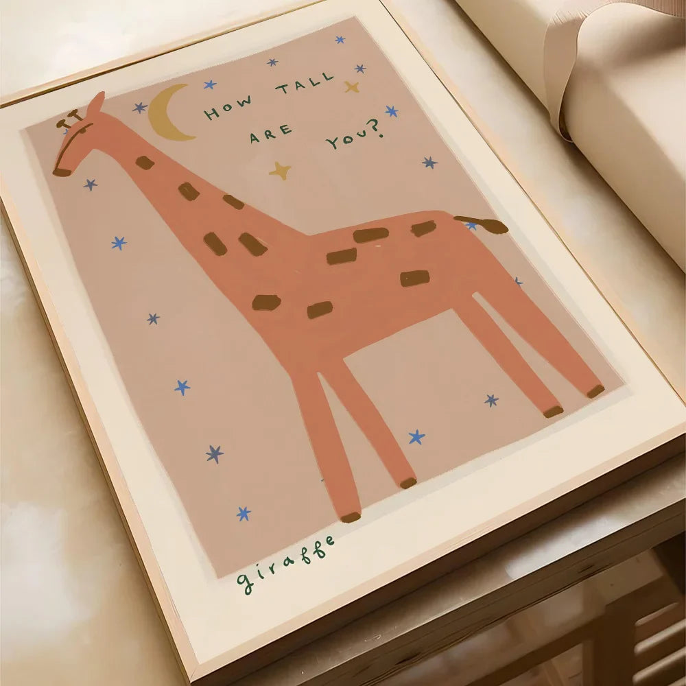 Poster met dieren in zachte kleuren