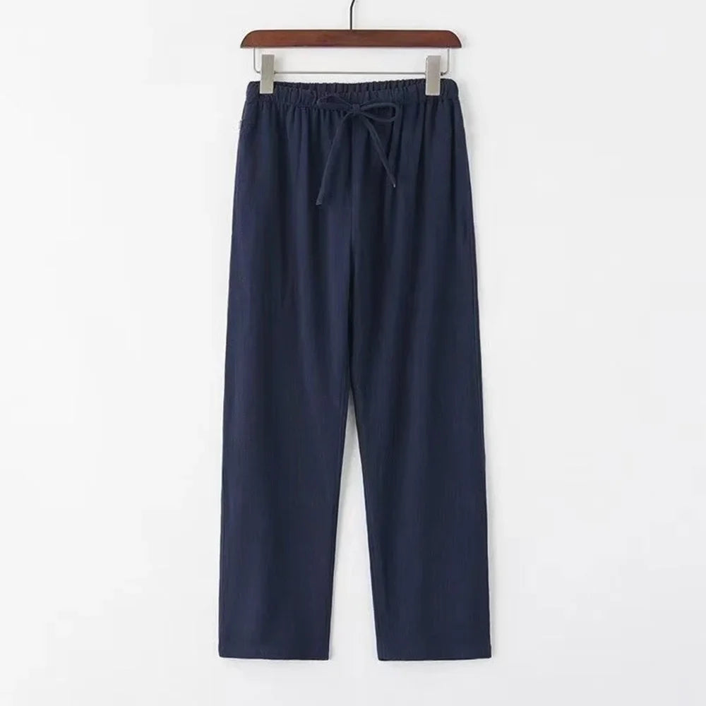 Donkerblauwe linnen broek voor mannen – Tijdloze elegantie