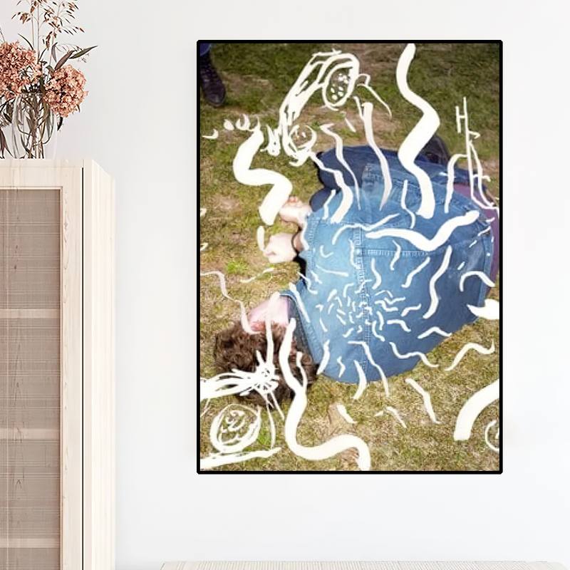 Wandposter met bloemen in vaas