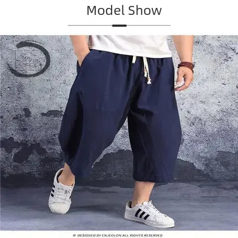 Linnen broek mannen met koordsluiting – Sportieve afwerking