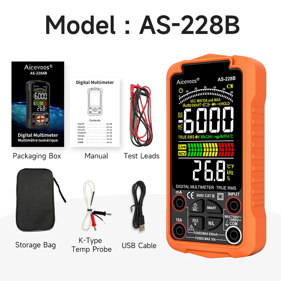 Multimeter met nauwkeurige meetbereikregeling