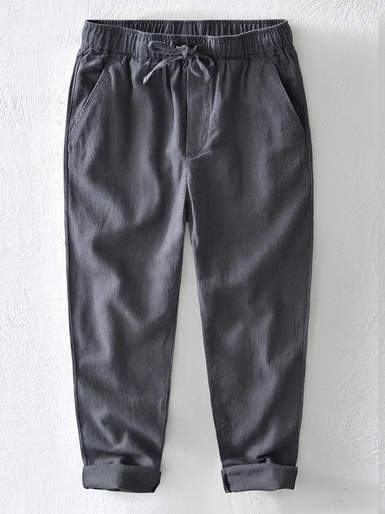 Linnen broek mannen met dubbele knoop – Extra stevigheid