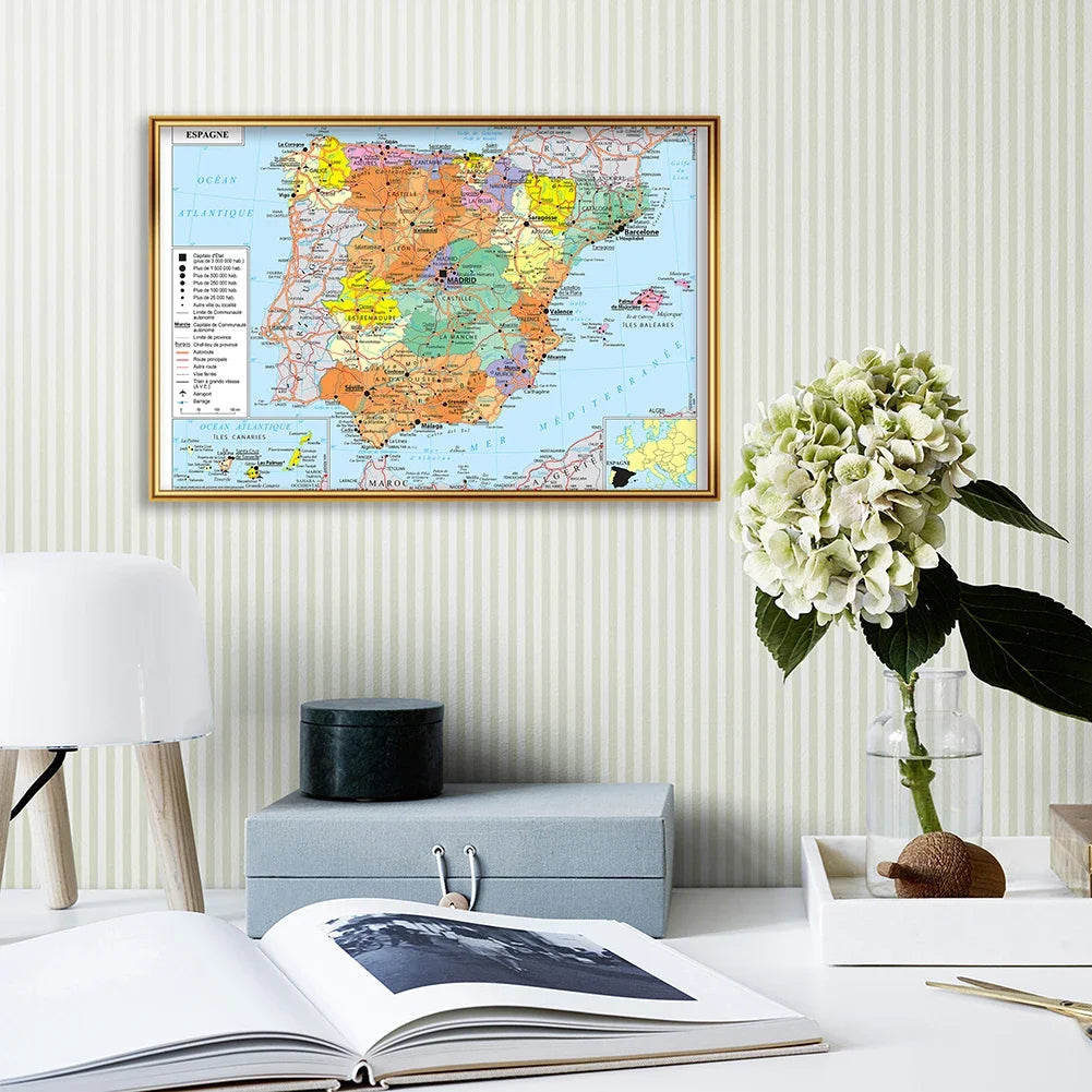 Wereldkaart in zwart op wit canvas β Minimalistisch chic
