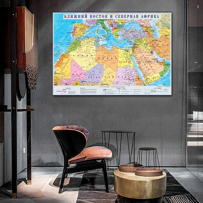 Wereldkaart met metalen accenten β Modern industrieel