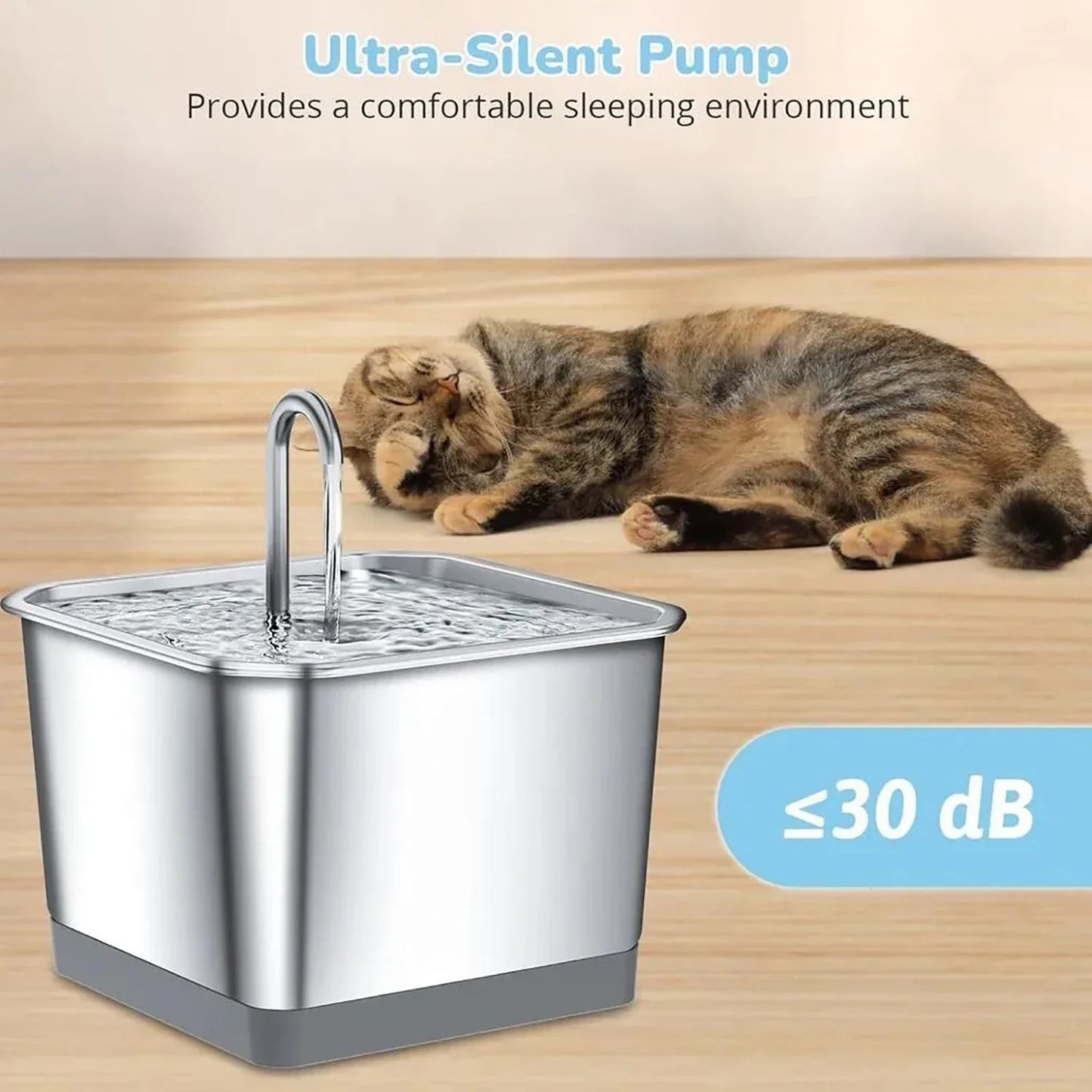 Waterfontein kat met LED-verlichting – Handig in het donker