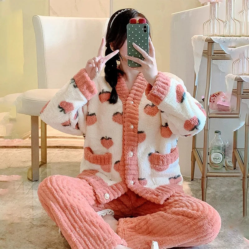 Dames pyjama winter met warme stof