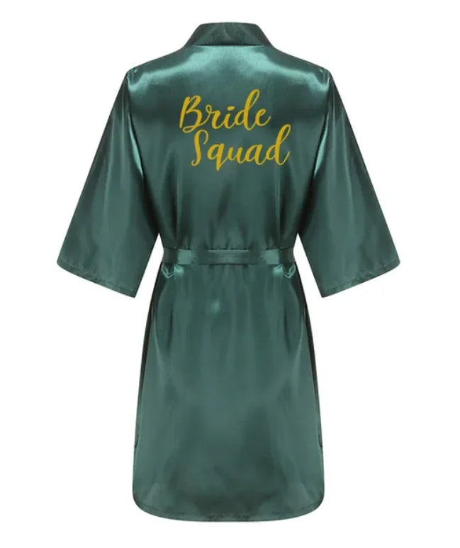 Ochtendjas dames zomer - Elegante zijde met gouden opdruk voor bruiloft