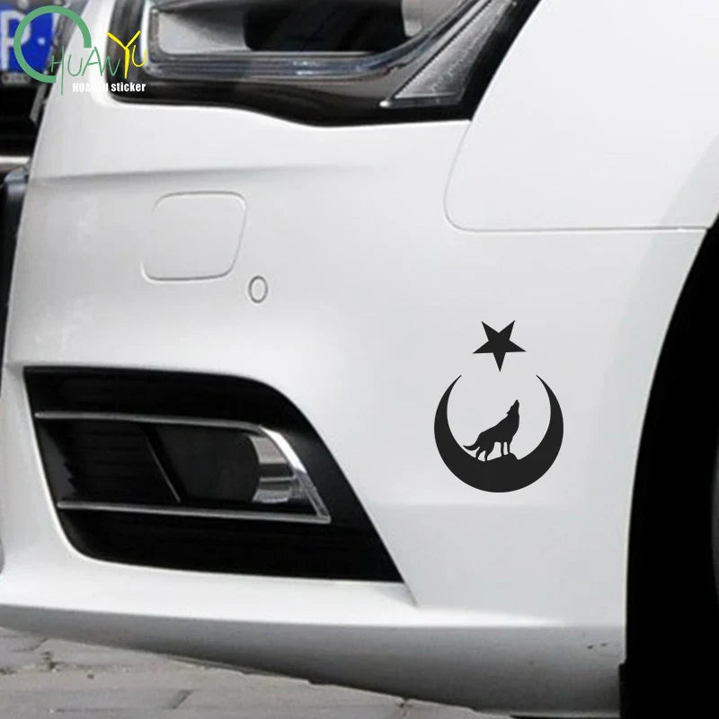 Auto stickers - Ster en Maan met Wolf voor Unieke Uitstraling