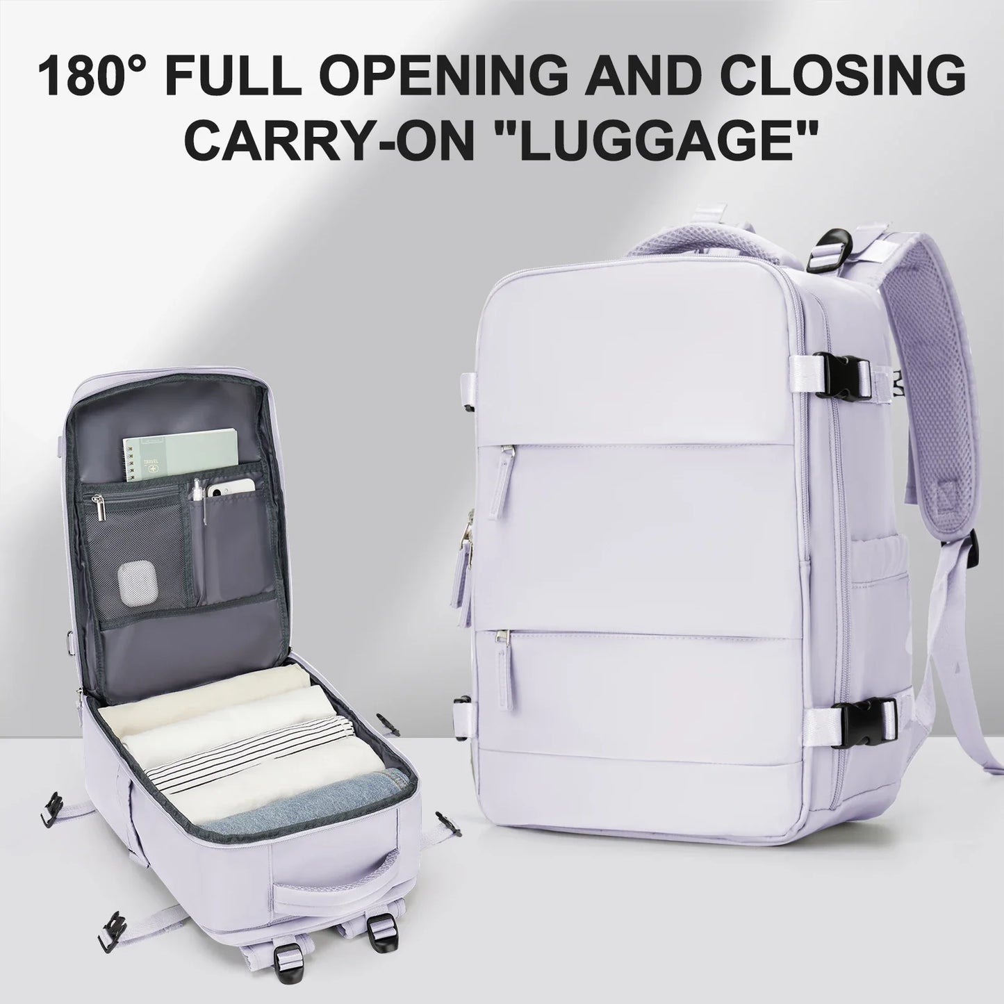 Handbagage rugzak met ruime inhoud en compact formaat