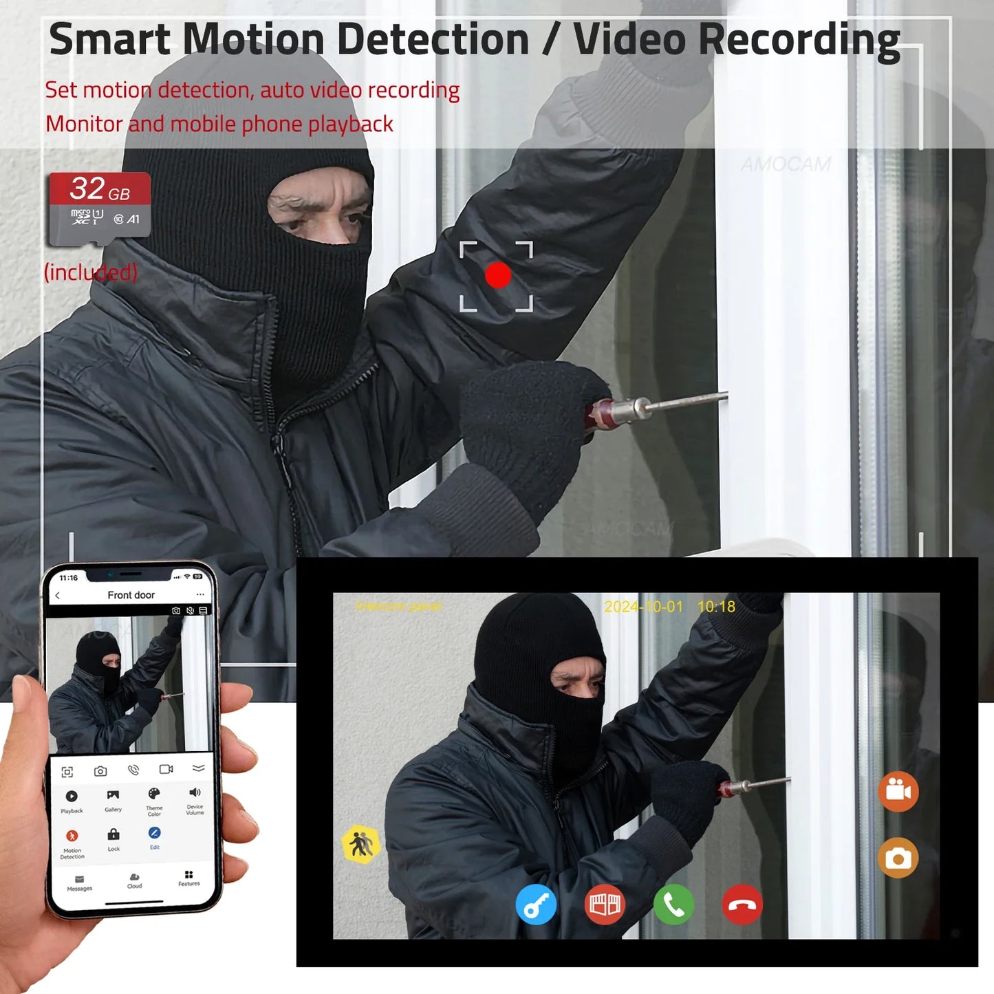 Deurbel met video scherm en geheugenfunctie