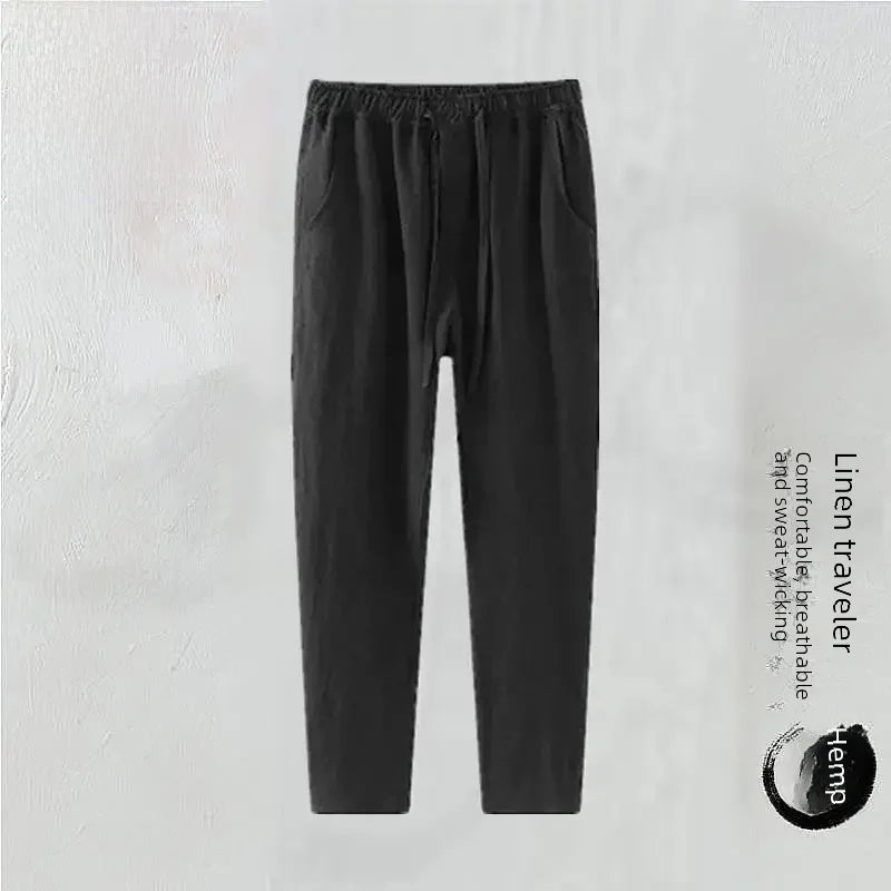 Linnenmix broek heren met verstelbare tailleband – Flexibel en netjes