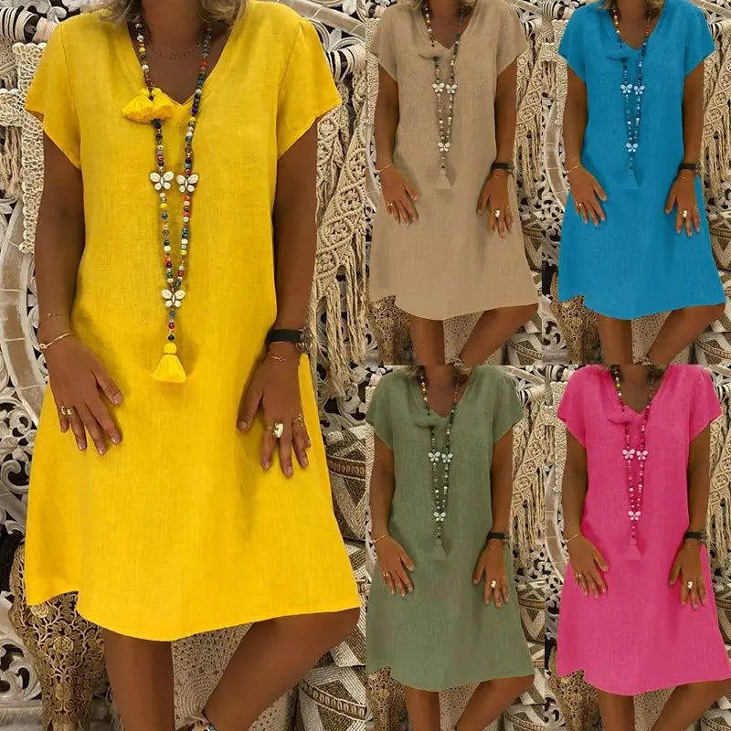 Dames jurk in zachte pastelkleuren