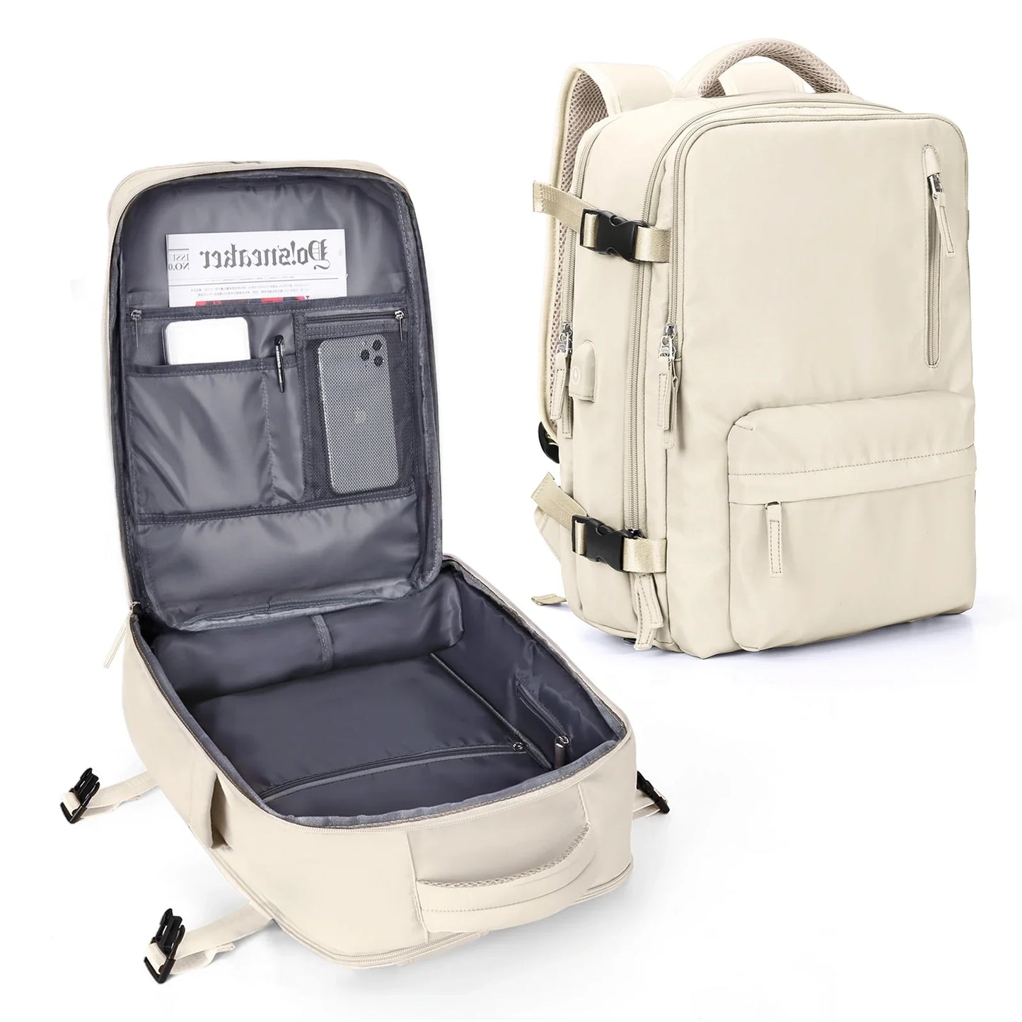 Rugzak als handbagage met ritssluiting rondom