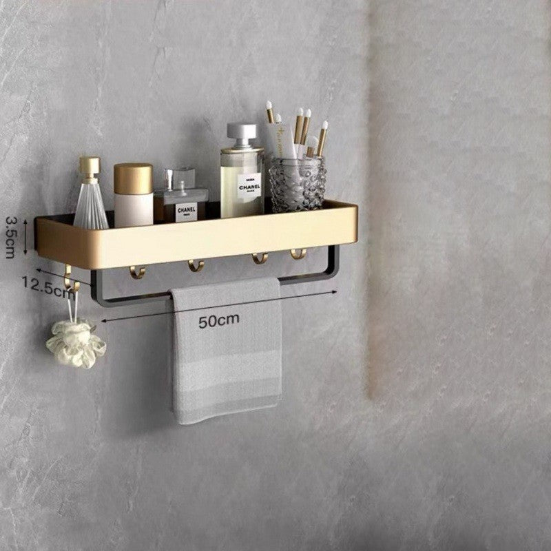 GUHAOOL Doucherek Zonder Boren – 5 Planken, Verstelbaar 100-320 Cm – Roestvrij Staal Met 4 Haken En Handdoekhouder