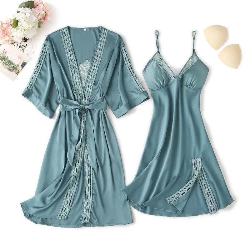Elegante ochtendjas dames kant – Licht en stijlvol