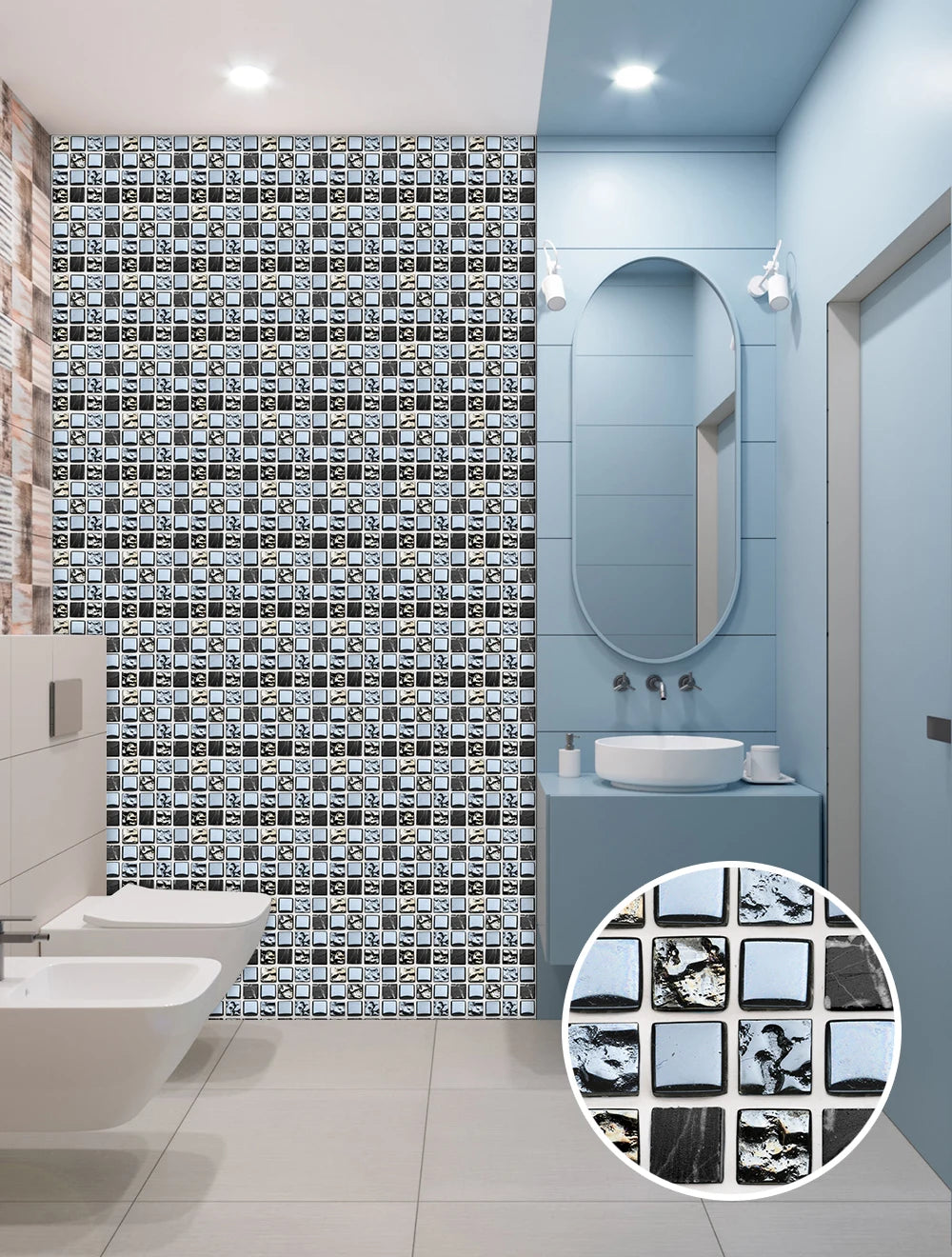 Mozaiek tegels Praxis toilet – Compact en verfijnd