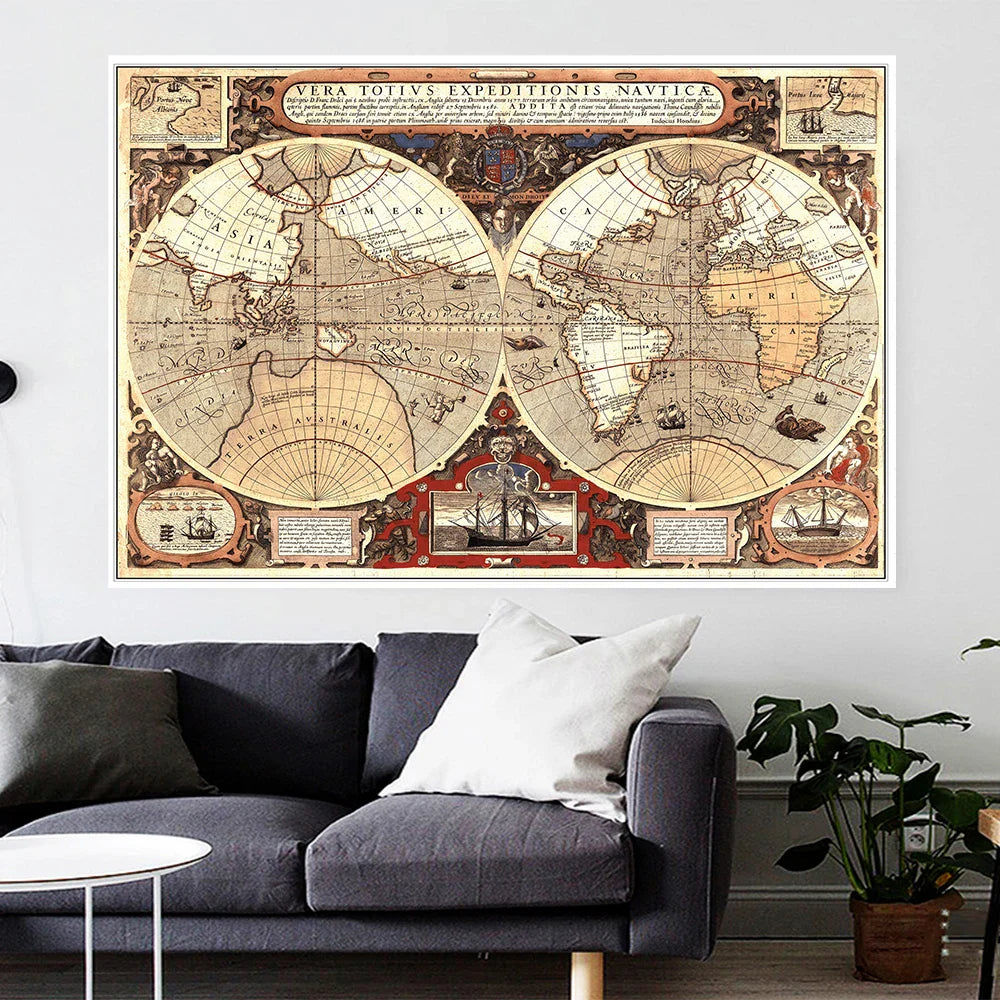 Grote wereldkaart wanddecoratie – Statement piece voor je ruimte
