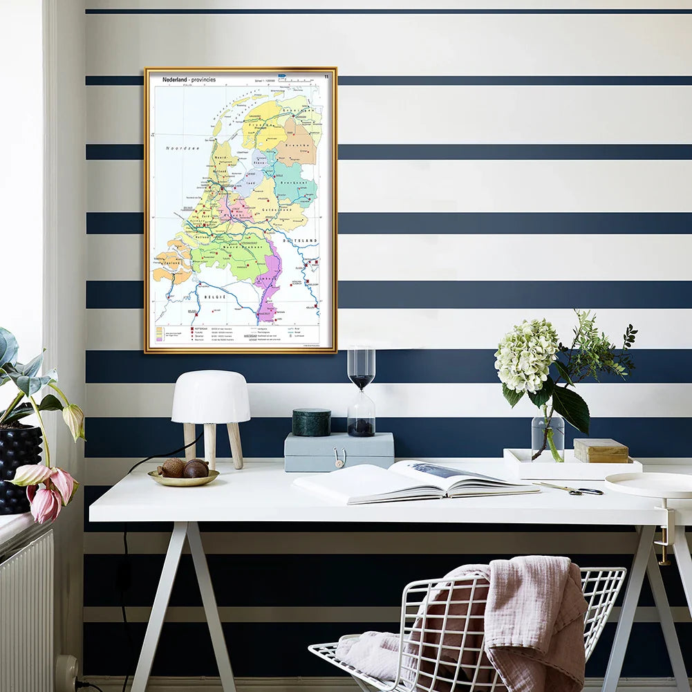 Wereldkaart wanddecoratie met stoere uitstraling