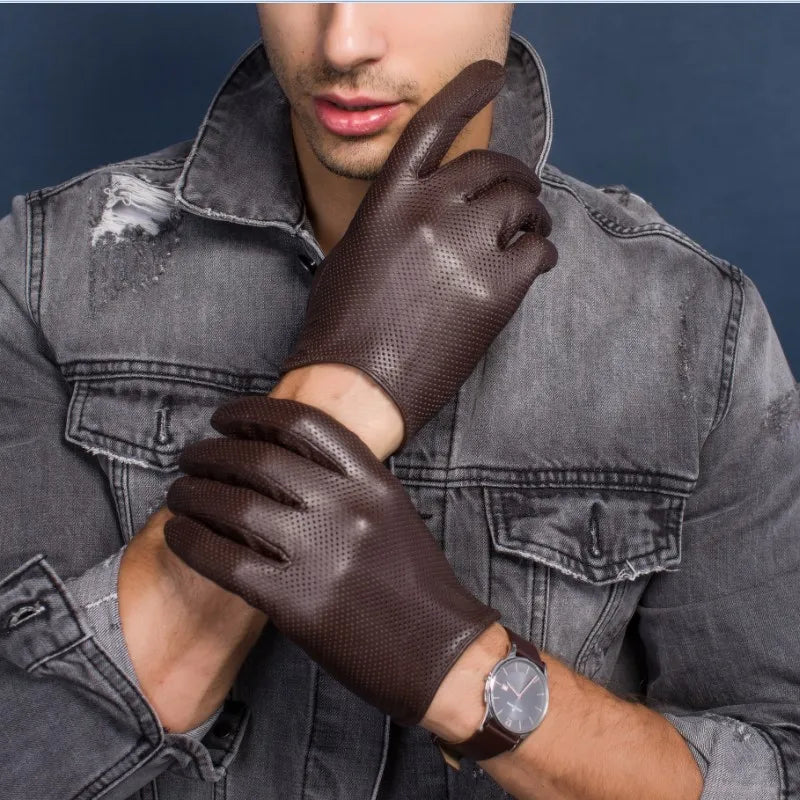 Stevige grip met leren handschoenen voor heren