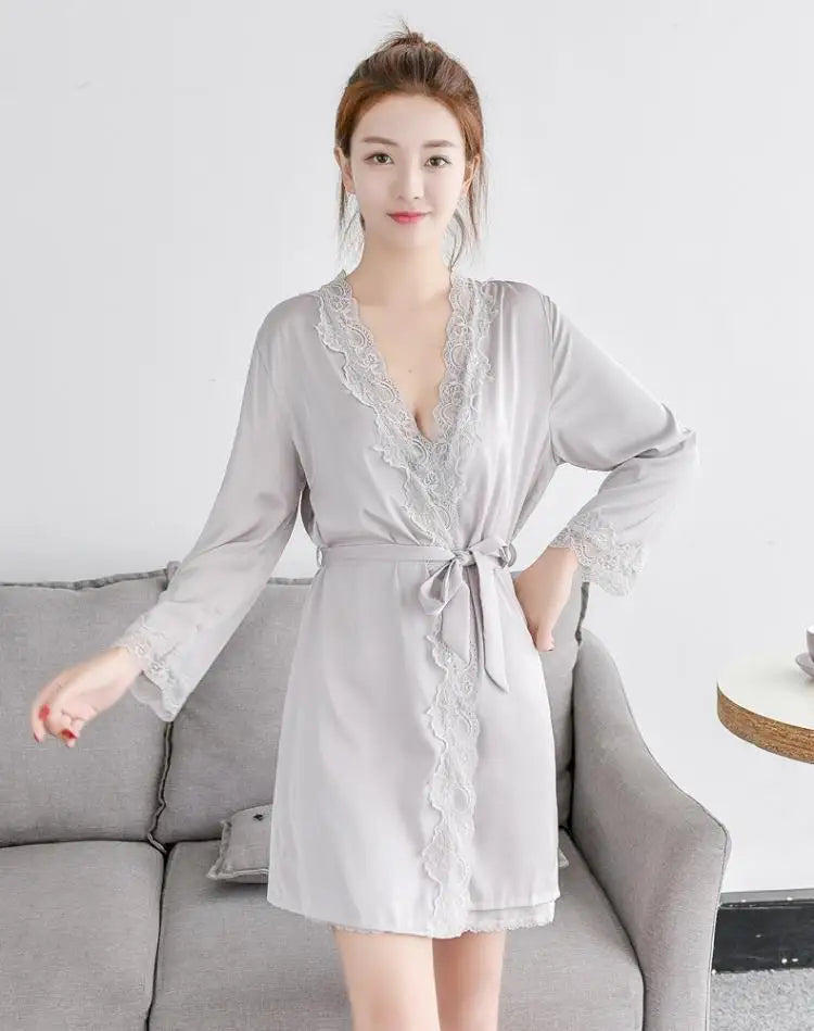 Ochtendjas dames met subtiel patroon – Rustig en elegant