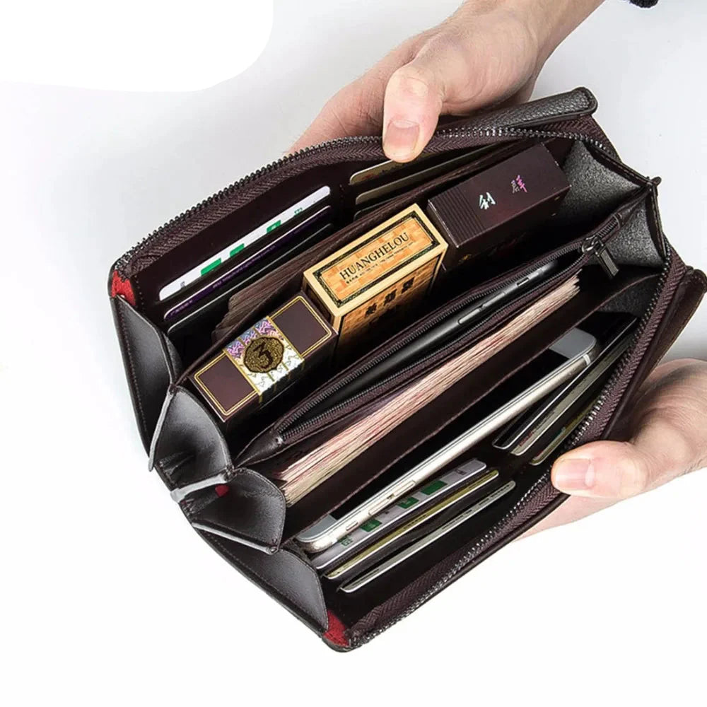 Lederen herenportemonnee met ruimte voor briefgeld – Klassiek model