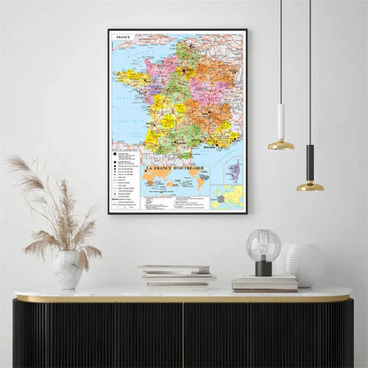 Wanddecoratie wereld kaart in natuurlijke tinten