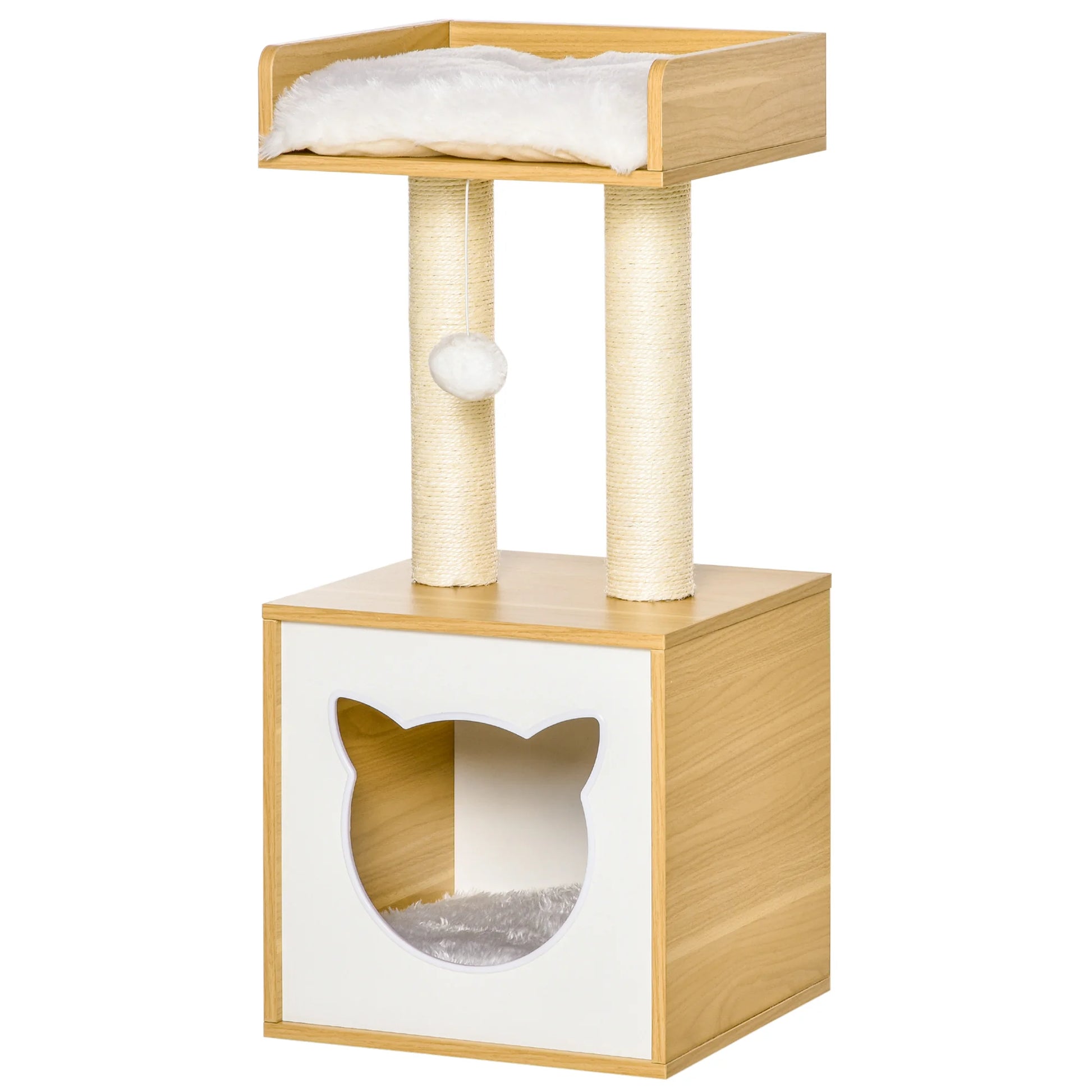 Moderne muurkrabpaal met zitvlak – Voor actieve katten