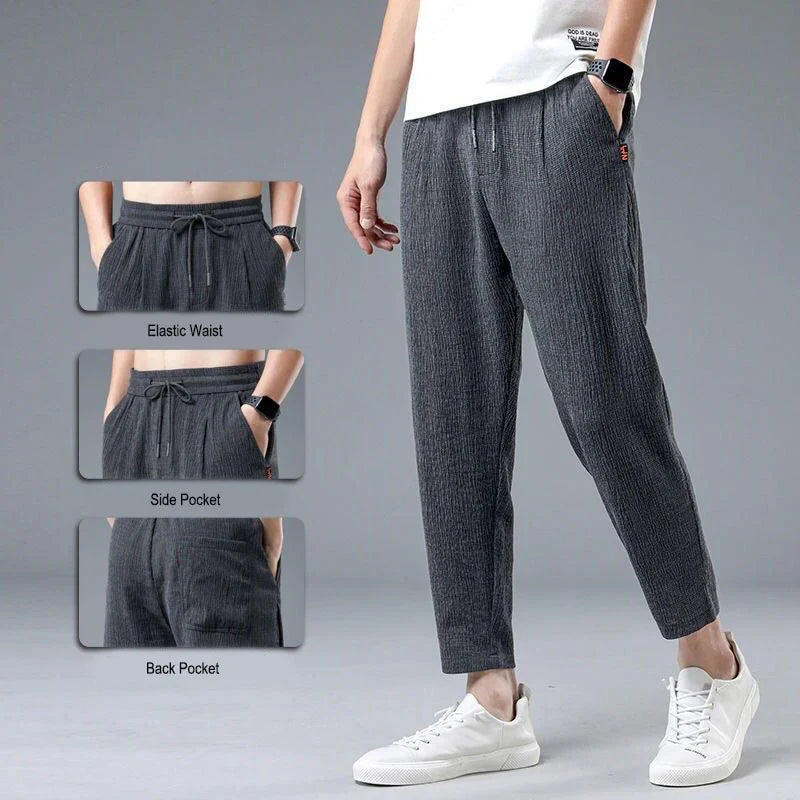 Linnen broek mannen met geruite structuur – Unieke look