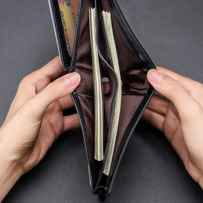 Lederen herenportemonnee met ruimte voor briefgeld – Klassiek model