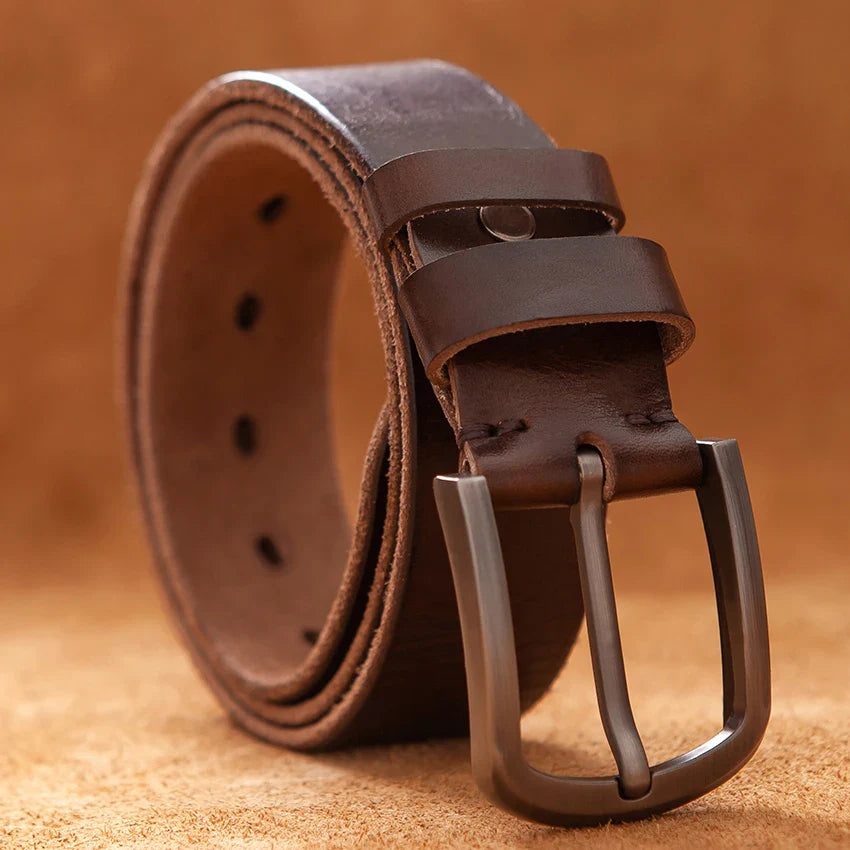 Vintage herenriem met verweerde gesp
